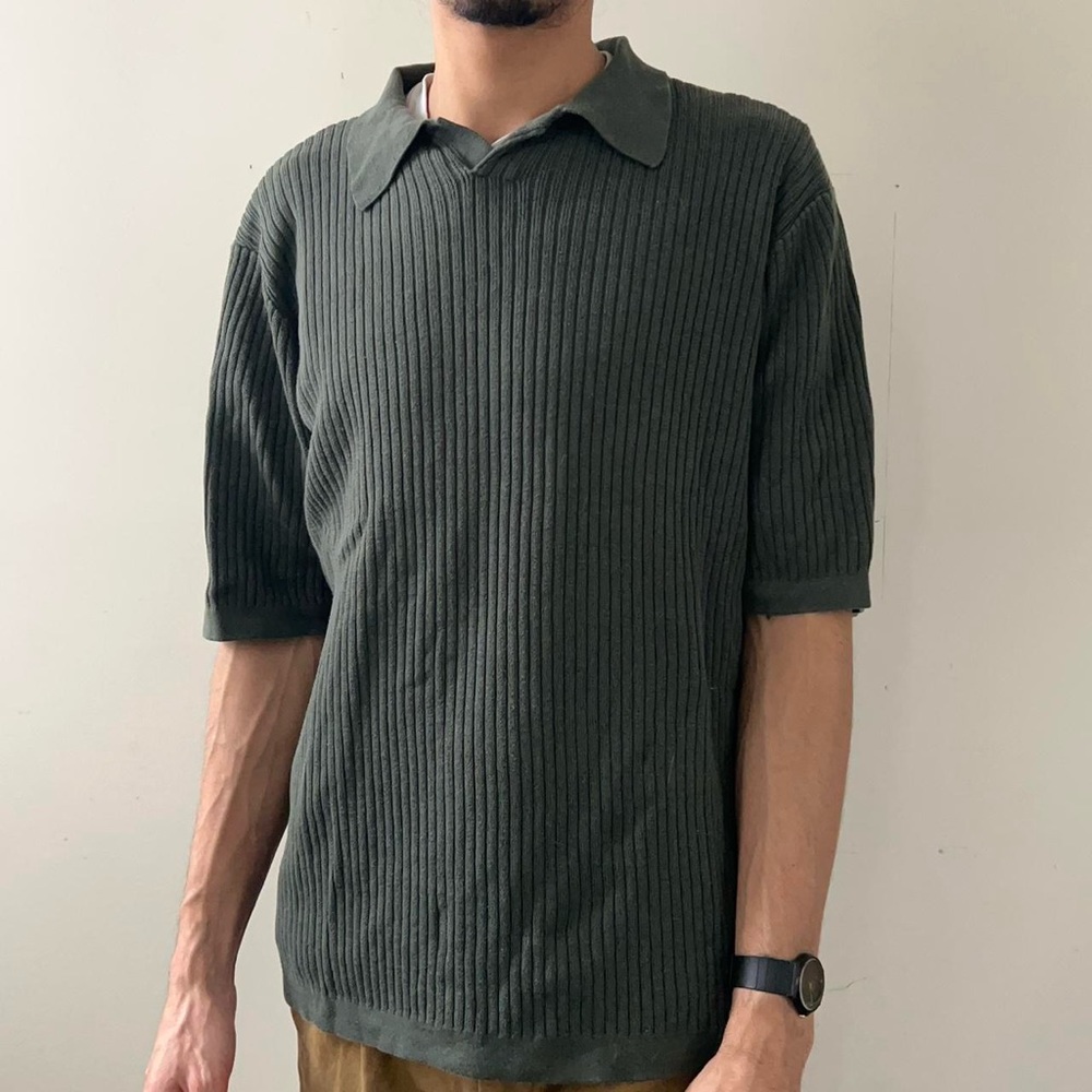 Vintage 90s Green Knit Polo